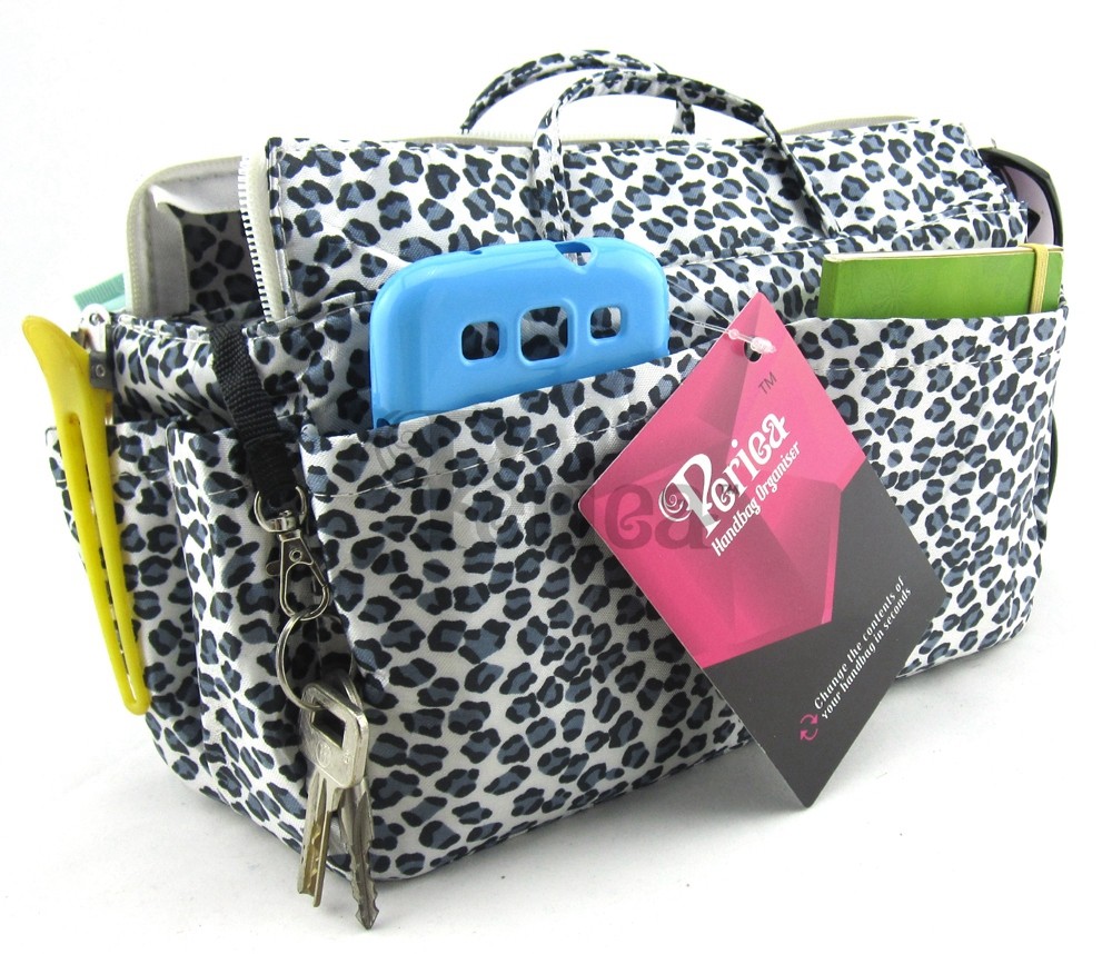 13 Pockets Periea Handbag Organiser Insert Leopard Print in 2 Designs