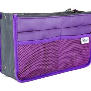 Periea Handbag Organiser Purse Insert Liner Travel Tidy 9 Pockets Light Brown 