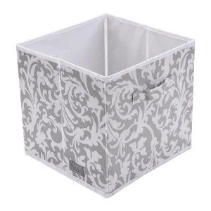 'Jackie' Foldable Fabric Storage Cube - Grey Damask
